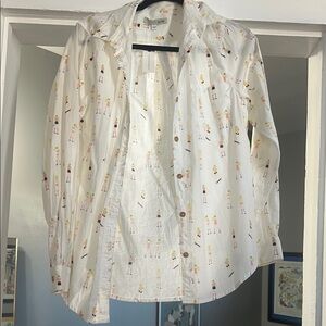 Women’s White Printed Shirt roller skate girls